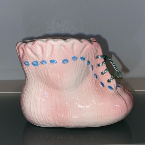 VINTAGE  Baby Bootie w/Blue Tie String Planter INARCO JAPAN - Picture 3 of 8